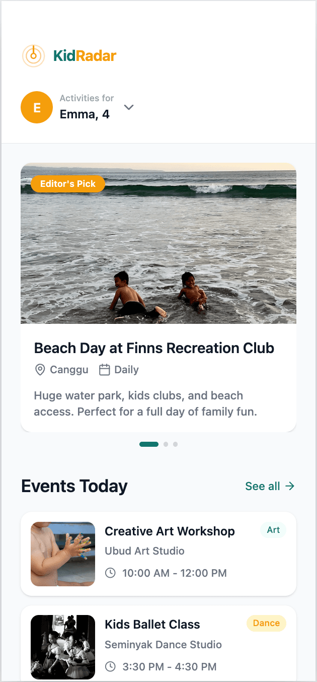 KidRadar mobile preview